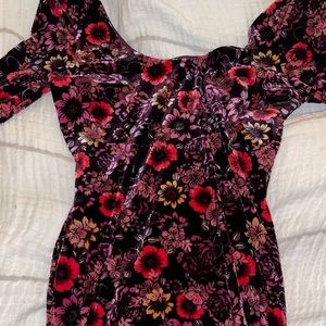 Floral tight corduroy dress